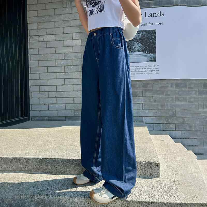 子供用ジーンズ ガールズ デニムパンツ ワイドレッグパンツ バギーパンツ 高学年 150cm 155cm 160cm 16..
