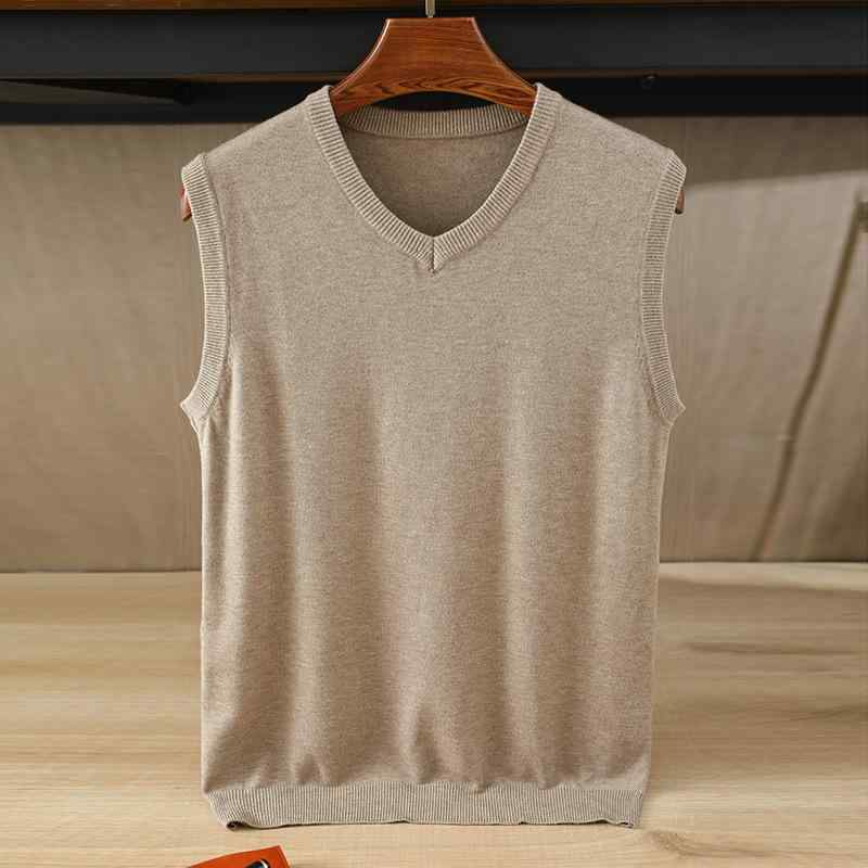 ニット メンズ Vネック ベスト ゆったり 無地 プルオーバー 韓国風 大きいサイズ 薄手 チョッキ 男性用..