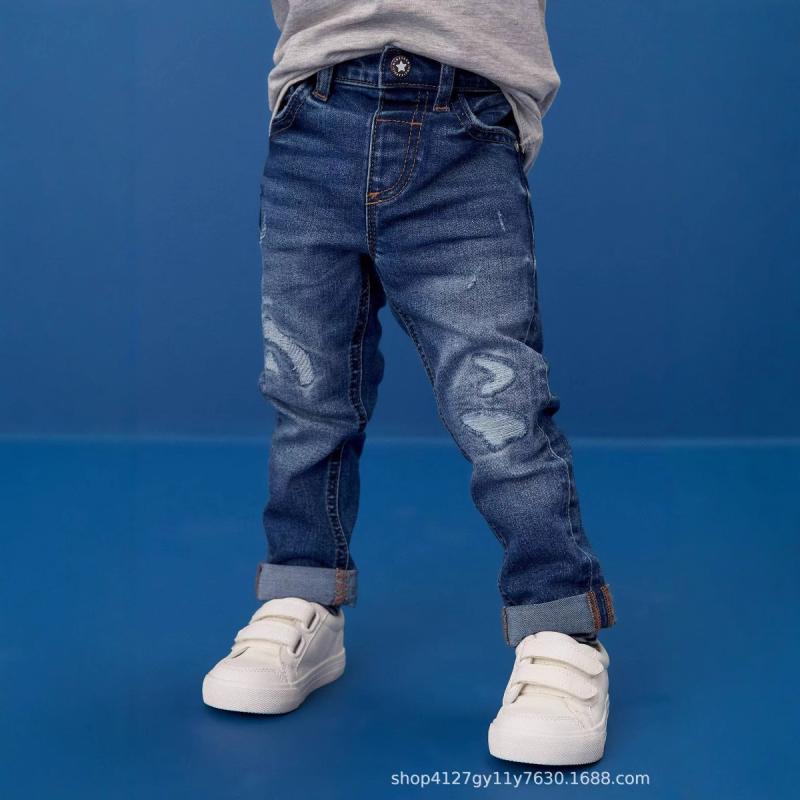 子供服 ジーンズ 高腰 ロングパンツ 男の子 秋冬 コットン 普段着 伸縮性 柔らかい 8歳以上 ブルー グ..