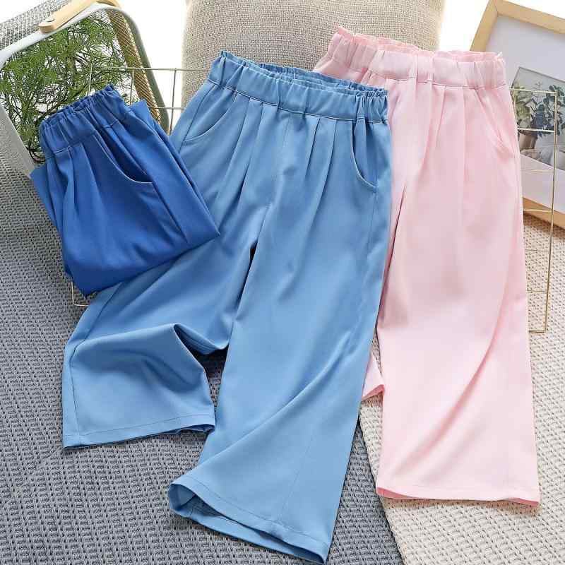 Culottes - スカート キッズ 女の子 子供 パンツ付きスカート デニム風 コットン 春夏 中小童 深藍色 天藍色 粉红色