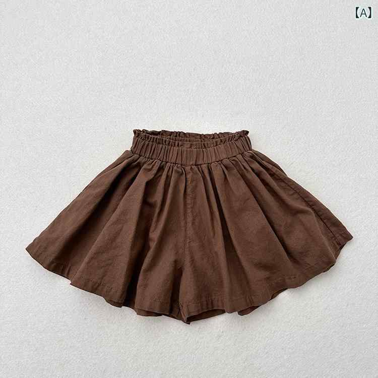 子供用パンツ ショートパンツ パンツスカート 女児 幼児 夏 綿 無地 B類 80cm 90cm...