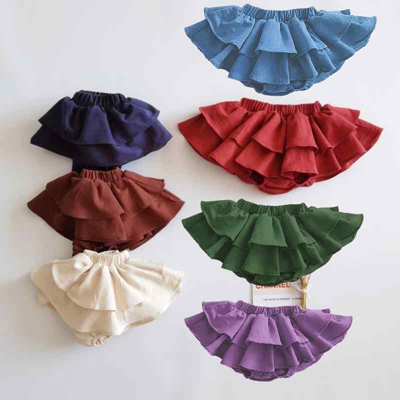 Culottes - スカート キッズ 女の子 プリンセス 花柄 フリル ショートパンツ付きスカート ブルマ 73CM 80cm 90cm 100cm 110cm かわいい 韓国風 米杏 酒紅 黄色 緑色 紫色 青色 藏青 コーヒー 粉花 黒花 赤色 黒色