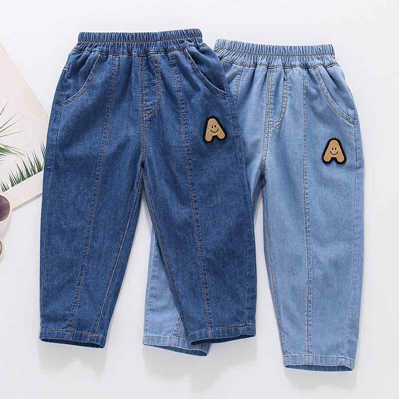 キッズ デニムパンツ 薄手 子供用 ジーンズ コットン100% ボーイズ ストレートパンツ 中小キッズ 90cm ..