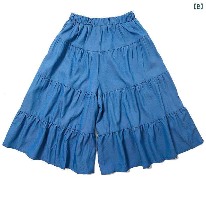 スカート キッズ 女の子 ワイドレッグ デニム キュロットスカート 子供服 パンツ ...