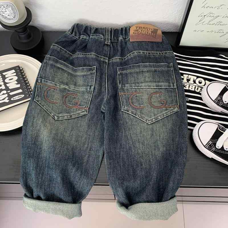 子供用ジーンズ ボーイズ デニムパンツ キッズ 春秋 中間サイズ ゆったり ストレートパンツ 柔らかい ..