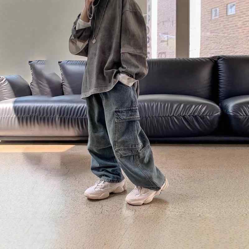 子供用ジーンズ 春秋用ロングパンツ ボーイズ 幼児〜小学生向け デニムパンツ ジーパン ゆったりめ 普..