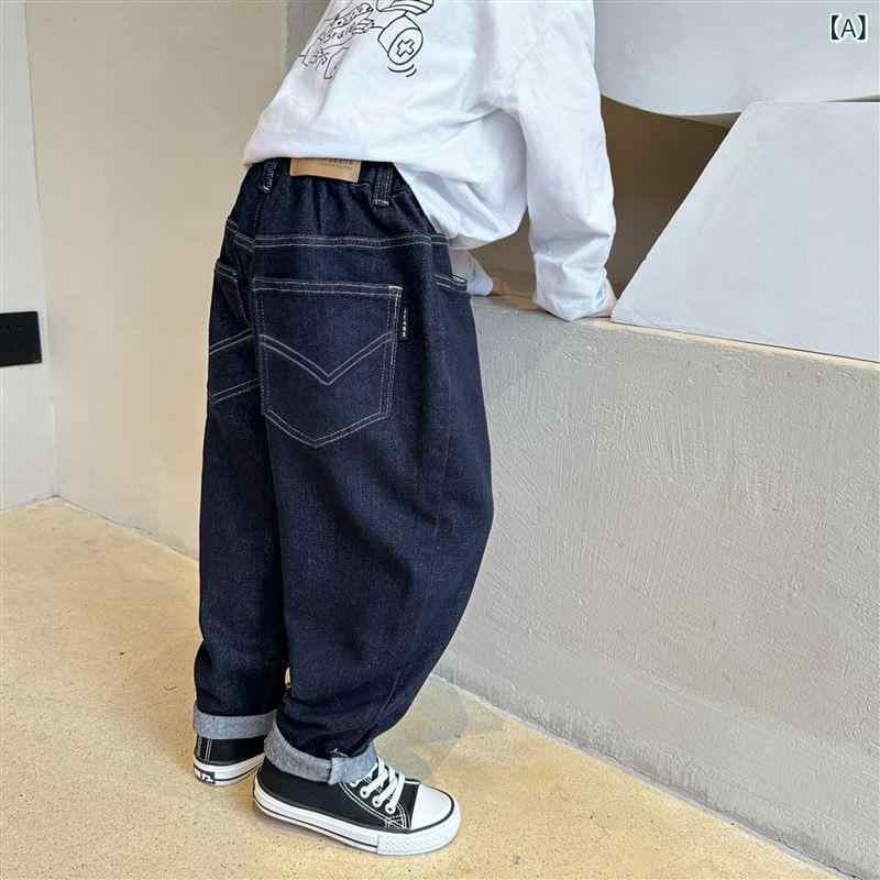 子供用ジーンズ 男の子 秋物 デニムパンツ ロングパンツ ボーイズ ズボン 中厚手 ...
