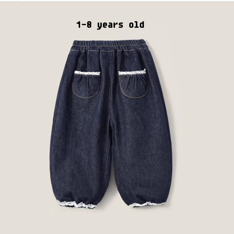 キッズ ジーンズ 子供服 ロングパンツ 春秋 綿 ズボン レース 80 90 100 110 120 130 cm