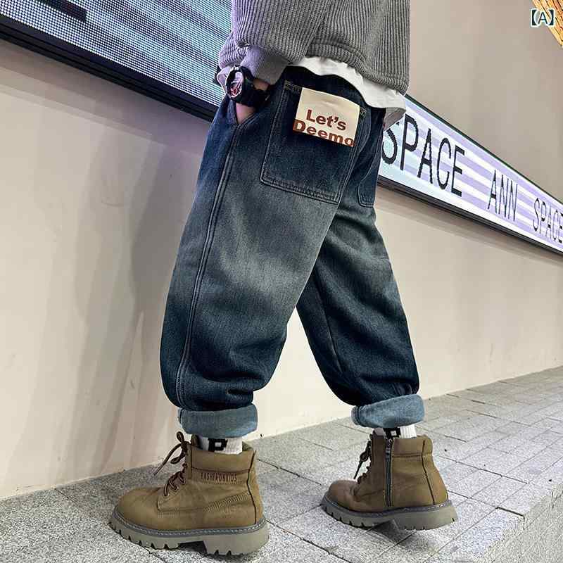 子供服 男の子 デニムパンツ ロングパンツ 春秋 中 বড় キッズ ゆったり ジーパン ...