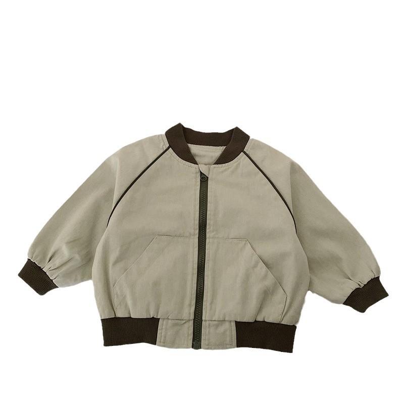 Coat - ジャケット キッズ 子供 男の子 春秋 ブルゾン ジャンパー 韓国風 ベビー服 ジップアップ アウター ボーイズ トップス 長袖 ショート丈 80cm 90cm 100cm 110cm 120cm 130cm