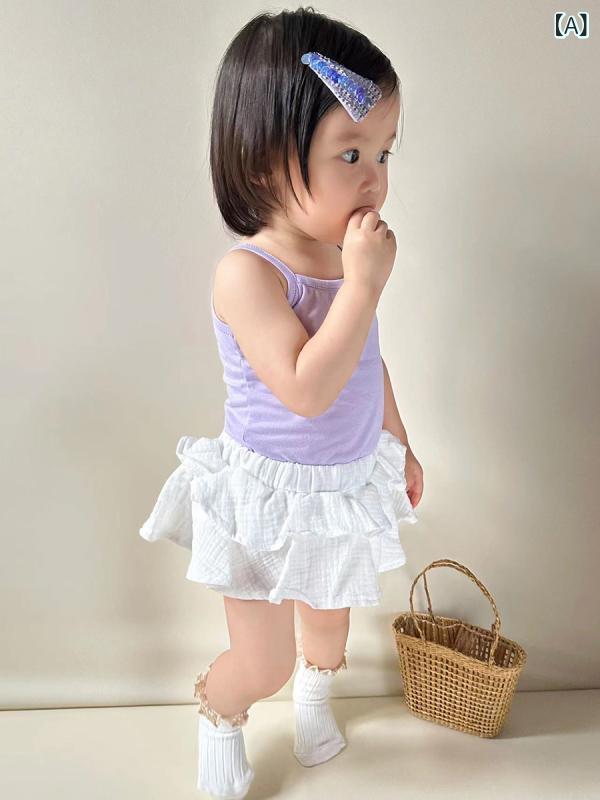 ベビー スカート付きパンツ 女の子 パステルカラー ブルマスカート 夏 新生児 赤ち...