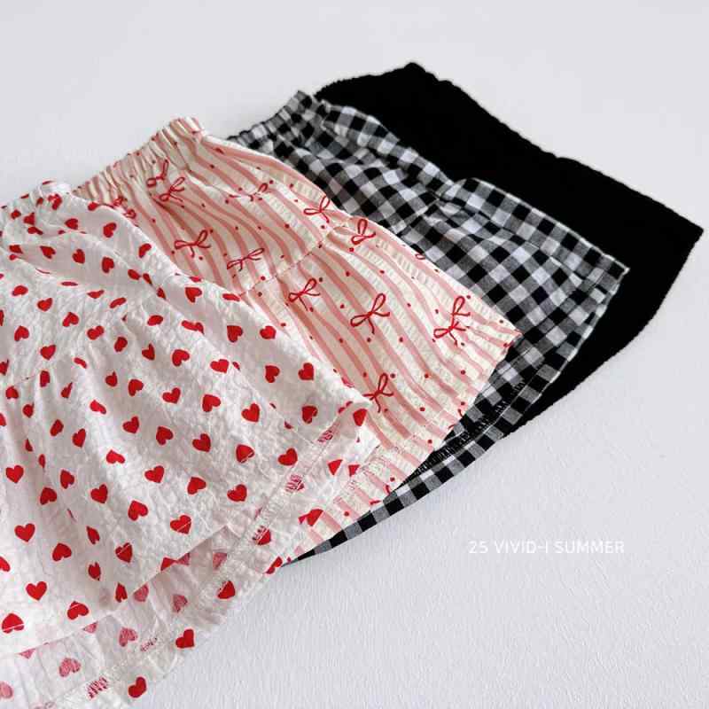 Culottes - パンツ キッズ 女児 幼児 スカート付きショートパンツ 黒 格子柄 コットン 春夏 秋