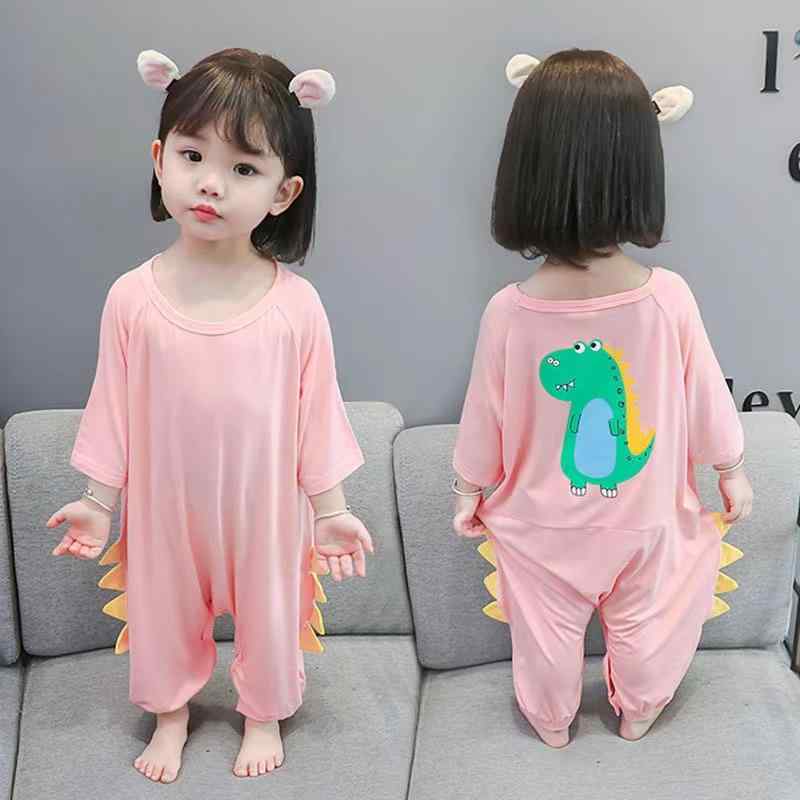 ロンパース ベビー キッズ 薄手 モダール 子供 赤ちゃん 長袖 連体 パジャマ ピンク系 イエロー系 ブル..