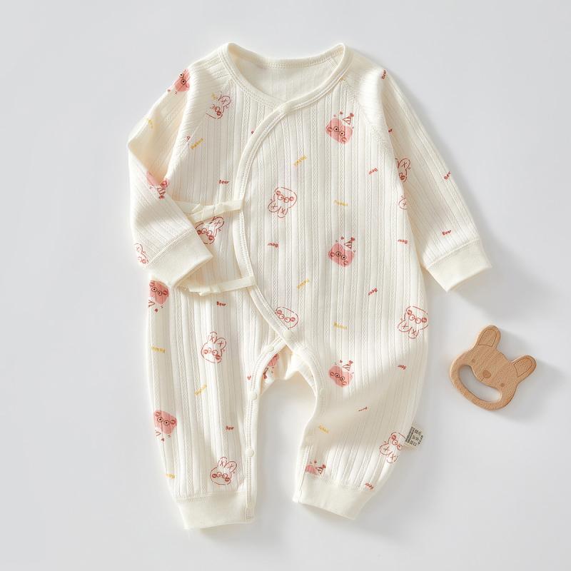 ベビー服 ロンパース Aクラス純綿 新生児 男女兼用 長袖 蝶の形 前開き スナップボタン 春秋 冬 普段使..