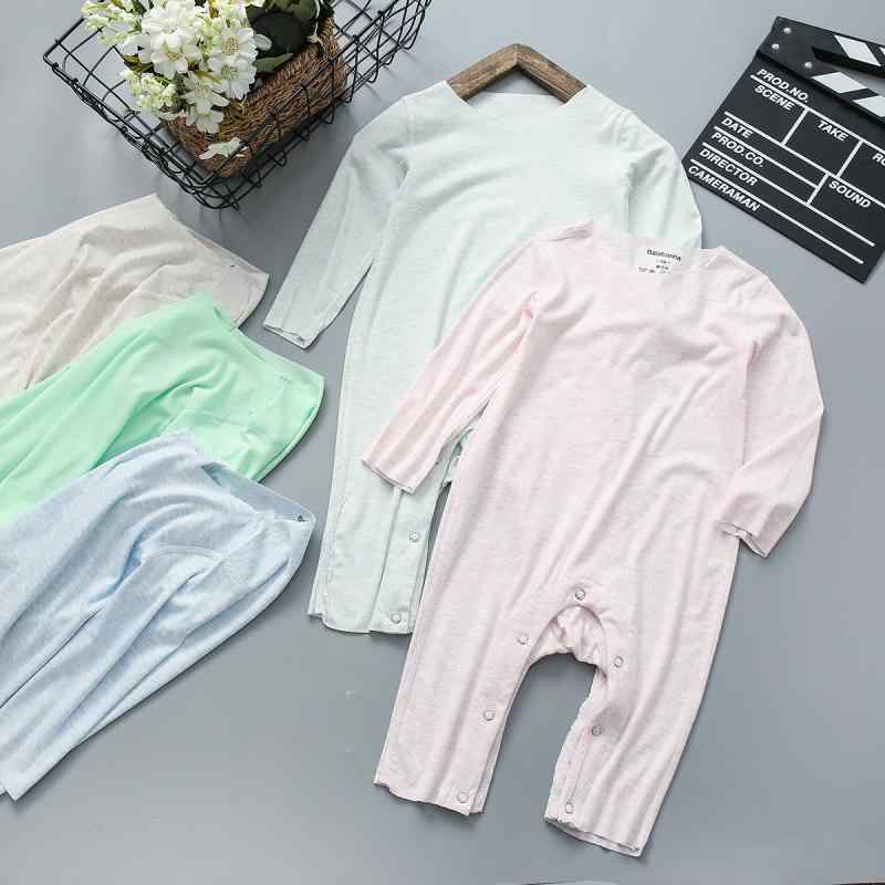 Overalls - ベビー ロンパース カバーオール パジャマ 男女兼用 春夏 再生繊維 長袖 薄手 無地 59cm 66cm 73cm 80cm 90cm 100cm