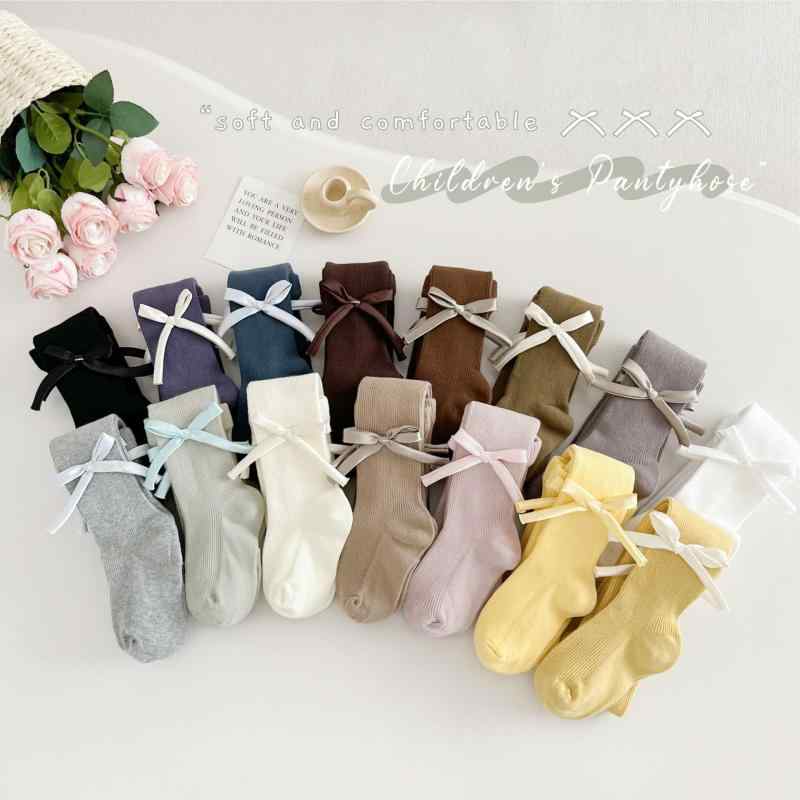 タイツ キッズ 女児 子供服 スパッツ 春秋 綿混 無地 サイドライン 白 黒 グレー ピンク かわいい 幼稚園 保育園 小学生 70 80 90 100 110 120 130cm