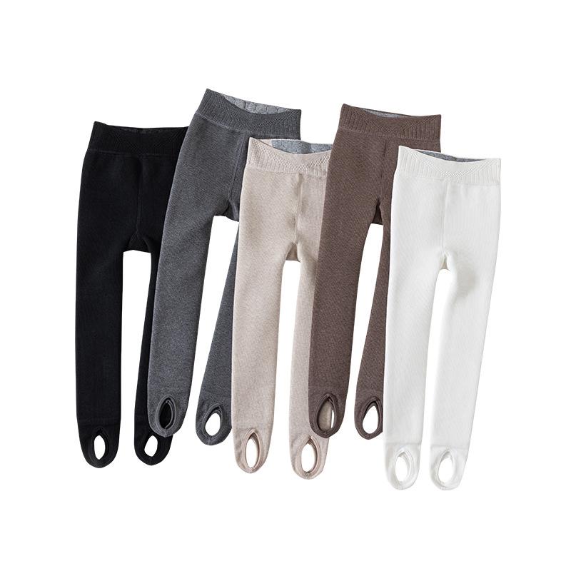 靴下 キッズ 女の子 裏起毛 タイツ レギンス 子供 縦縞 リブ編み 秋冬 吸汗 白 黒 グレー ベージュ ブ..