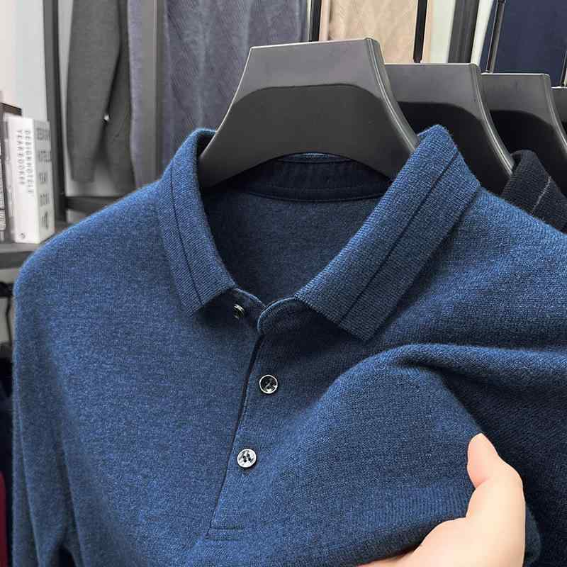 セーター メンズ 男性用 ウール100% ニット トップス 無地 襟付き 厚手 冬服 普段使い インナー ミドルエイジ 紳士服 カジュアル スタイル