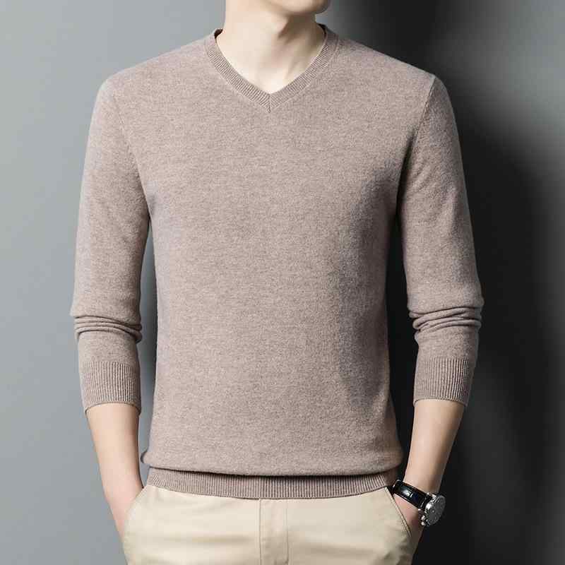 ニット メンズ Vネック 長袖 プルオーバー 洗える セーター 無地 トップス ビジネス 紳士 秋 春 リブ編み 中国レッド グレー ブラック ブルー