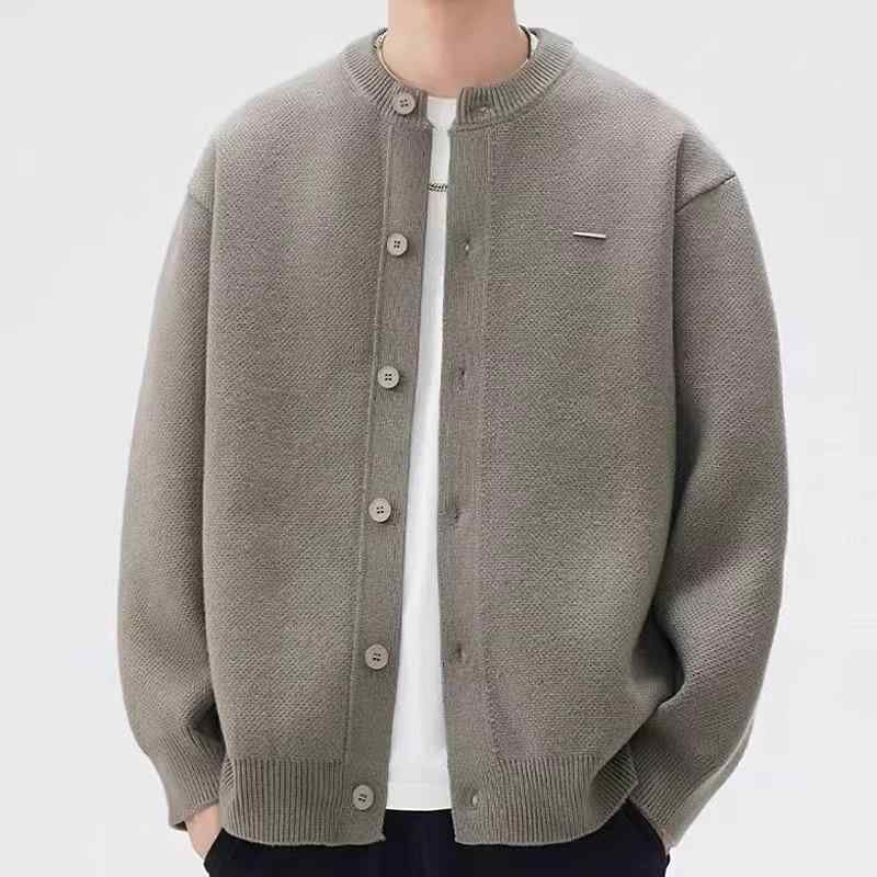 ニットカーディガン メンズ ベースボールカラー ニットアウター ゆったり 長袖 カーディガン 普段使い ..