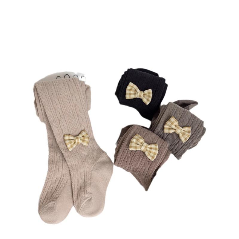 子供用タイツ キッズ 女の子 コットン 大麻柄 ケーブル編み バタフライ 薄手 春秋 通気性 吸汗性 かわ..