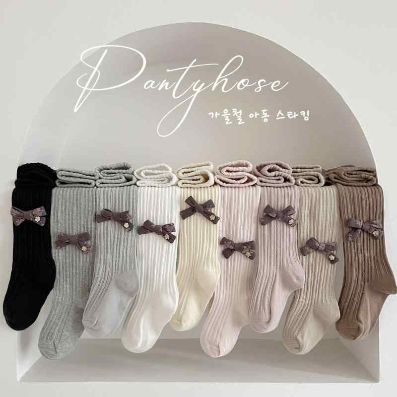 子供服 キッズ タイツ ストッキング リブ編み レギンス ガールズ ベビー A類 コットン ブレンド 伸縮性..
