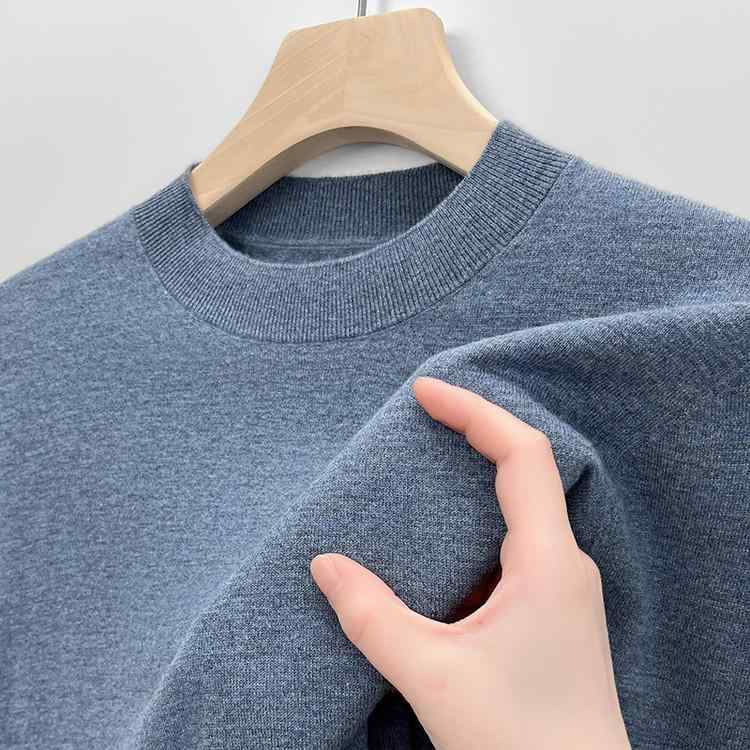 ニット メンズ 長袖 羊毛100% セーター 無地 クルーネック プルオーバー 秋冬 あたたかい 洗える 伸縮性 高弾性 ブラウン系 ブラック系..