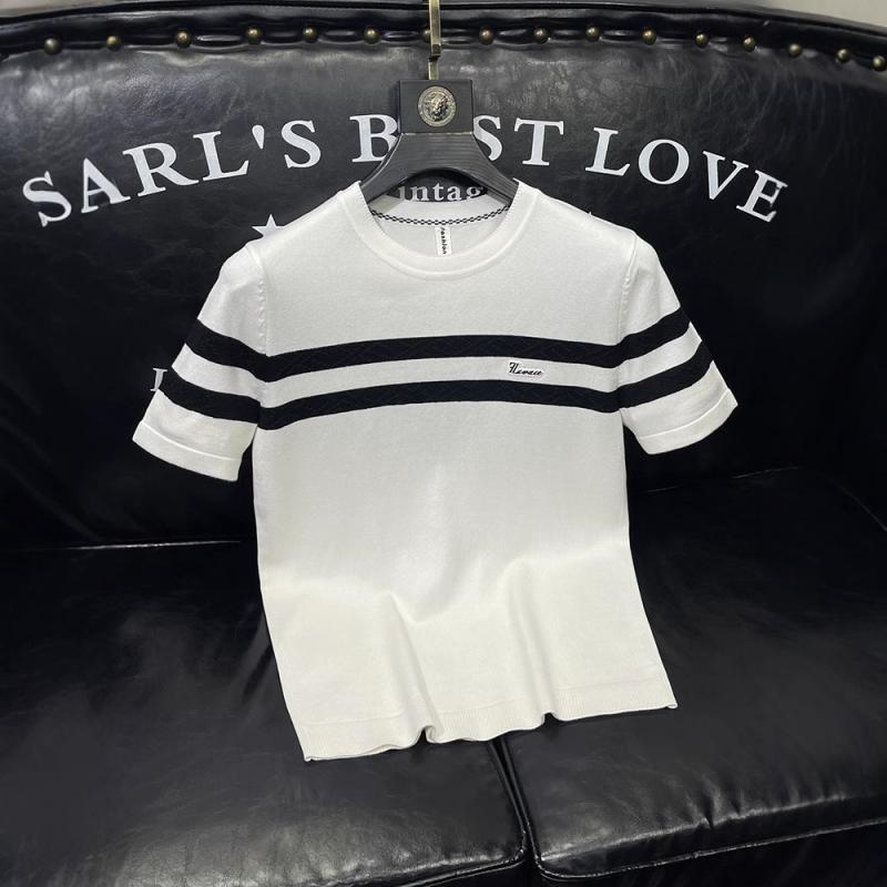 ニット メンズ 半袖 ニットソー プルオーバー スリム ヨーロッパ風 ファッション オシャレ 男性 紳士 ..