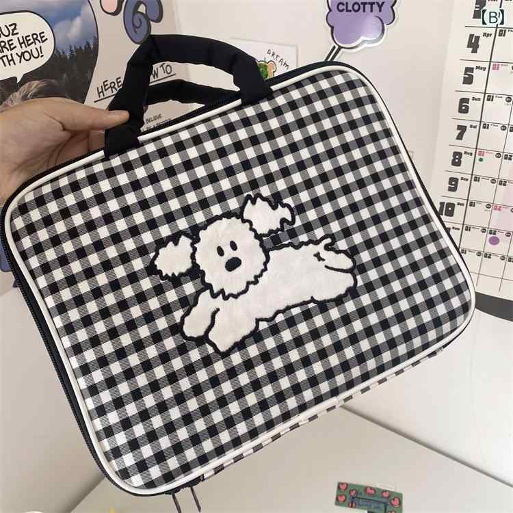 ノートパソコン 収納バッグ ユニセックス 軽量 耐久 牛津布 チェッカー柄 かわいい...