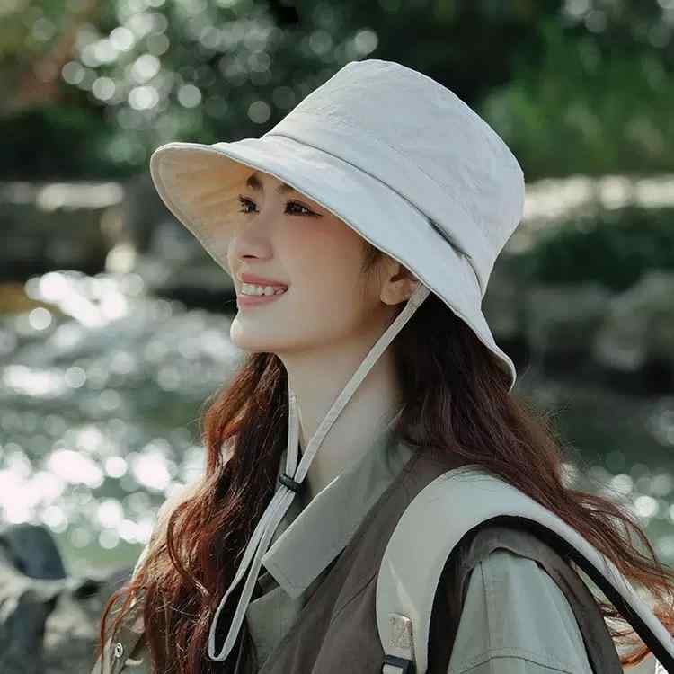 Hat - 女性用 帽子 漁夫帽 春夏 紫外線カット 防晒 登山 户外 速乾 防風 紐付き 太陽帽 透気 遮陽 防落 聚酯繊維 百搭 休闲 運動 ファッション 通勤 簡約 欧米 軽奢 高級感 大檐 円頂 黒 米 カーキ 紺 軍緑