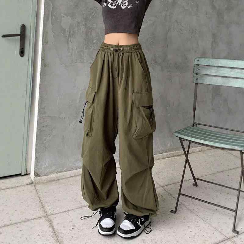 カーゴパンツ レディース 薄手 ワイドレッグ ミリタリー ワークパンツ カジュアルパンツ ズボン 白/赤/..