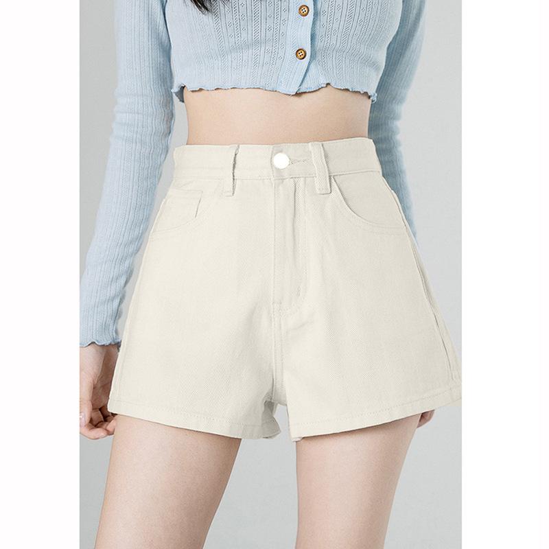 デニム ショートパンツ レディース 春夏 高腰 ゆったり ワイドレッグ ジーンズ ホットパンツ ストリート カジュアル 綿 ミルキーホワイト
