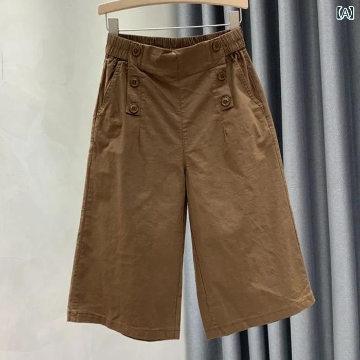クロップドパンツ レディース 綿 7分丈パンツ ゴムウエスト ハイウエスト ゆったり...