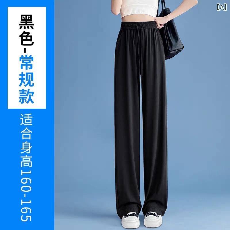 Box Shorts, Boy Leg - ワイドパンツ レディース 大きいサイズ 接触冷感 薄手 ゆったり ストレートパンツ ロング丈 ポリエステル ブラック ピンク系 グレー グリーン ベージュ 春夏 普段使い