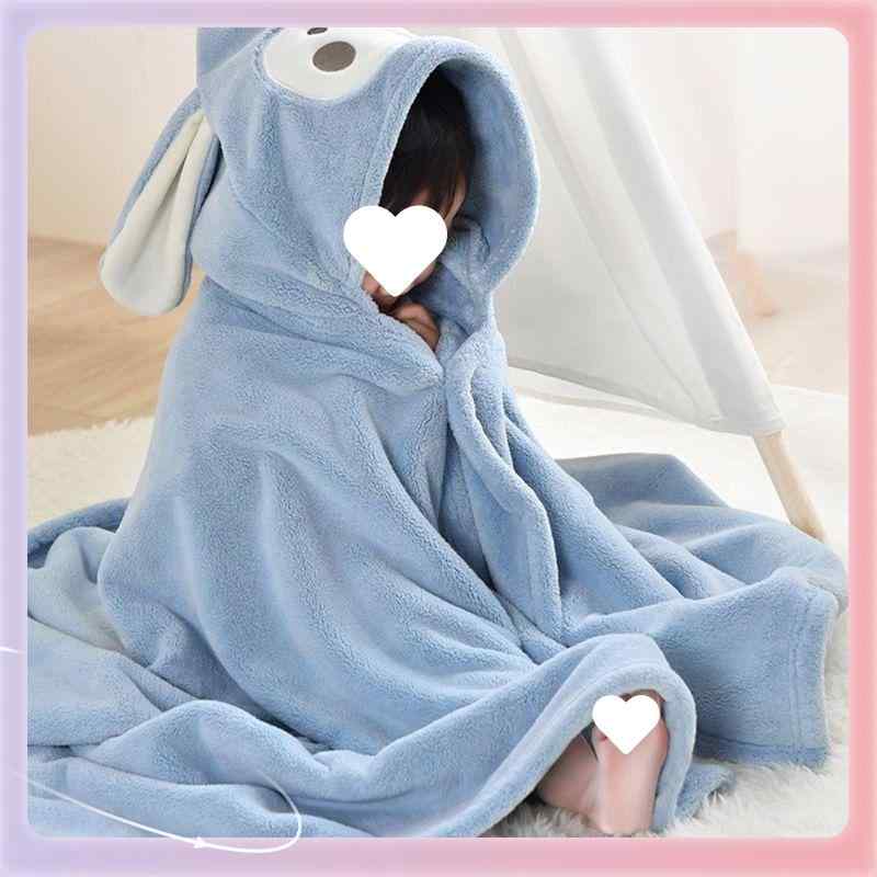 ベビー バスローブ ポンチョ フード付き 子供用 厚手 サンゴフリース 吸水 男の子 女の子 お昼寝 ブランケット 70 140cm 青色 ピンク系 緑色 茶色 白色