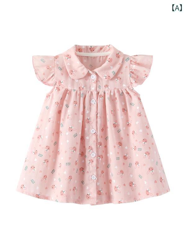 ワンピース ベビー服 女の子 夏 子供服 チュニック Aライン 半袖 膝丈 コットン100...