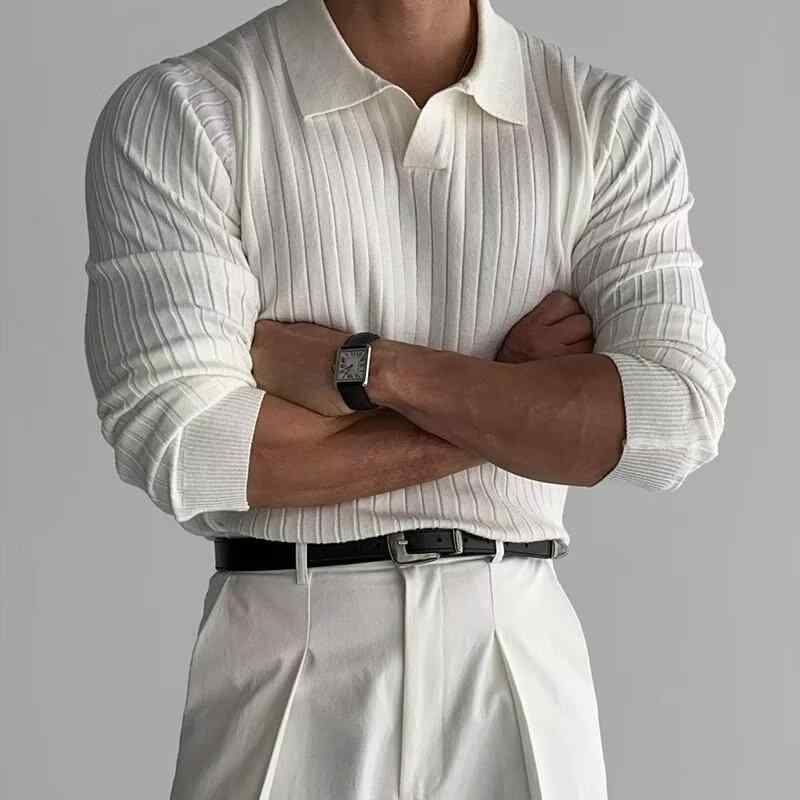 ・スタイル: プルオーバー・版型: スリム・襟型: 襟付き・袖丈: 長袖・厚さ: 普通・対象年齢: 成人・対象: メンズ・主な素材: ポリエステル75%・カテゴリ: ニット・カラー: ブラック、ホワイト、ブラウン・サイズ: M、L、XL、2...