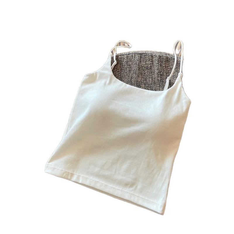 タンクトップ レディース 綿 美背 キャミソール 胸パッド付き 無地 スリム トップス 白 黒 赤 グレー ..