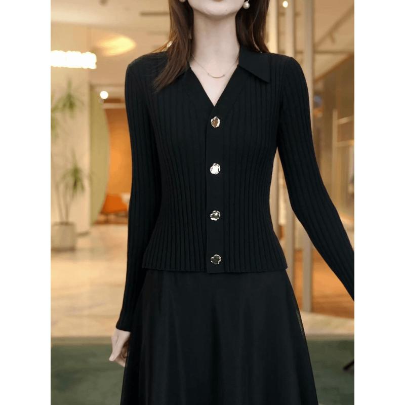 カーディガン レディース ニットカーディガン 秋 長袖 ショート丈 粘性繊維 無地 Vネック 赤 黒 グレー 紫 ピンク系