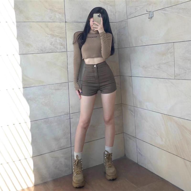 デニム レディース ショートパンツ 春夏 韓国風 高見え ストレッチ ハイウエスト Aライン ホットパンツ..