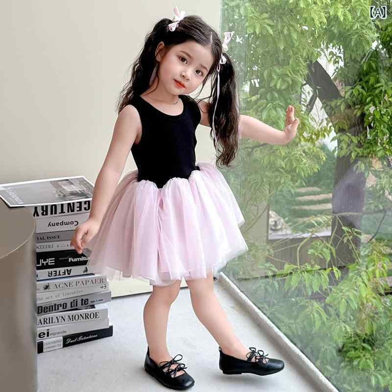 ワンピース 女児 バレエ風 チュールスカート プリンセスドレス 子供服 90cm 100cm ...