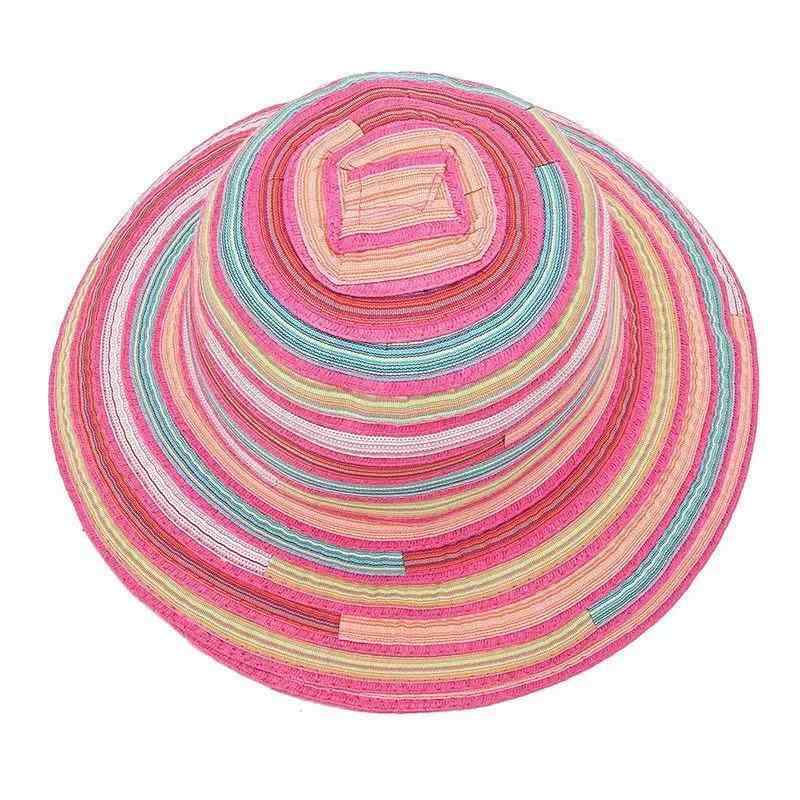 Hat - 麦わら帽子 漁夫帽 手刺繍 綿素材 ストライプ柄 切り替えデザイン 防晒 遮陽 短檐 丸頂 田園風 紫 コーヒー ライトグリーン 春季 オールシーズン ビーチ リゾート ガーデン 軽量 通勤 普段使い アウトドア 女性用 男性用