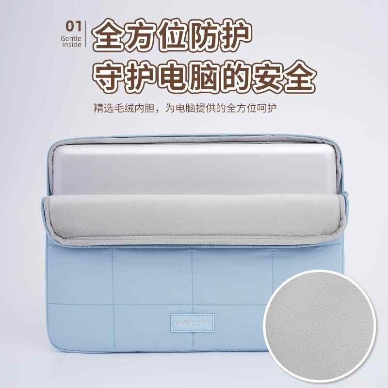 ノートパソコン インナーバッグ 超軽量 減負 収納 背筋保護 ポリエステル 複合素材 珍珠棉 ベビーフリース 内側 14インチ 15.6インチ 夏 出張 旅行 通勤 普段使い 都市 シンプル 純色