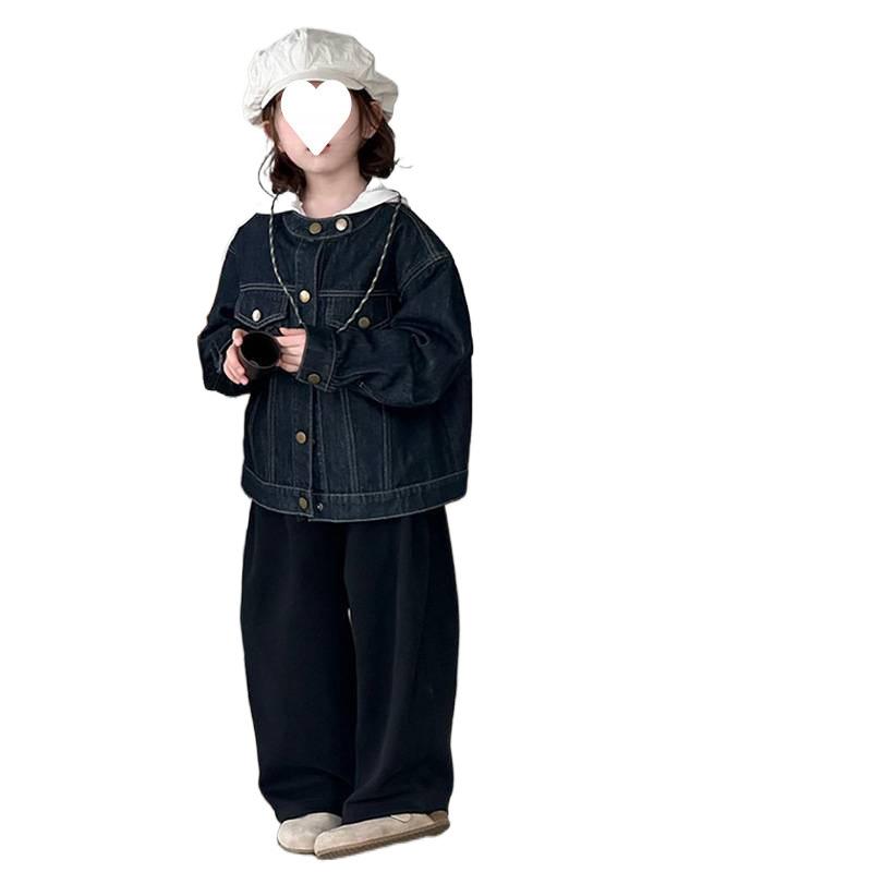 キッズ デニム ジャケット 春秋 子供服 女の子 アウター ジャンパー ブルゾン Gジャン ゆったり かわいい おしゃれ 普段着 通学着 ブルー
