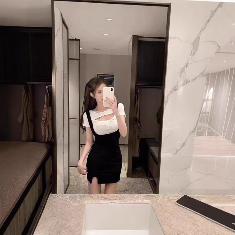 ・素材: ポリエステル・柄: 無地・スタイル: カジュアル、韓国風・袖丈: 半袖・ネックライン: ラウンドネック・スカート丈: ミニ丈・スカートタイプ: タイト・ウエスト: ハイウエスト・カラー: ホワイト・サイズ: S, M, L, XL...