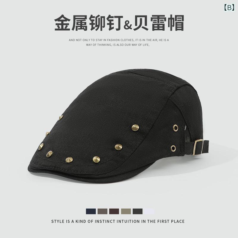 ベレー帽 綿素材 帽子 平頂 短檐 黒 緑 茶 かわいい 甘め ストリート ファッション...