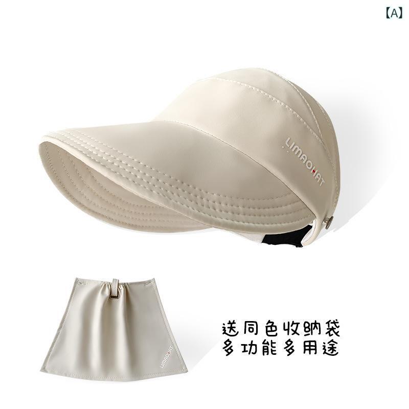 Hats - 漁夫帽 女性用 空頂 大檐 米色 黒 霧青 夏 春 紫外線カット 防晒 遮陽 透気 綿 絲光棉 調整可能 韓風 清新 甜美 軽量 普段使い 屋外 ビーチ