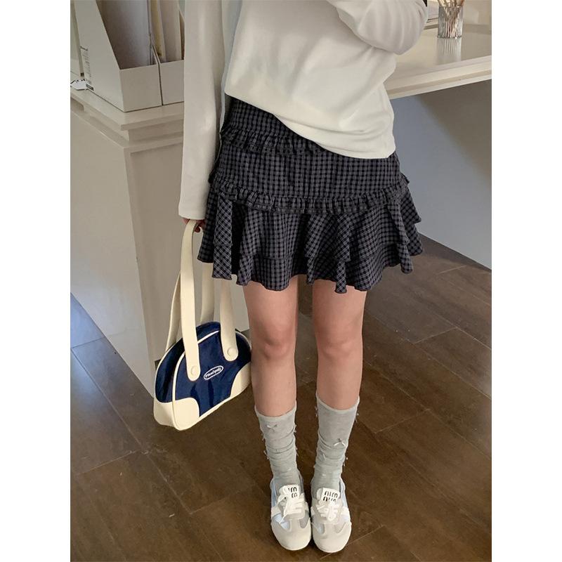 スカート レディース 韓国風 配色 切り替え プリーツスカート ハイウエスト Aライン ミニスカート グレ..