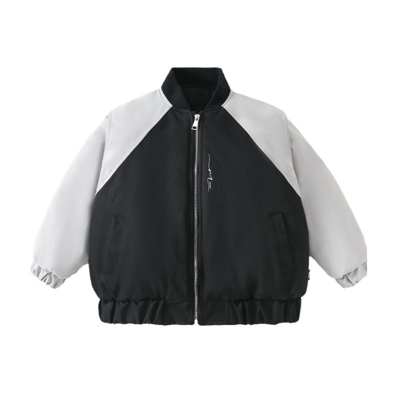 子供服 アウター 男の子 中綿入り 野球 ジャケット キッズ 切り替え配色 中綿 防寒 あったか カジュアル スポーティ 秋冬(x3)