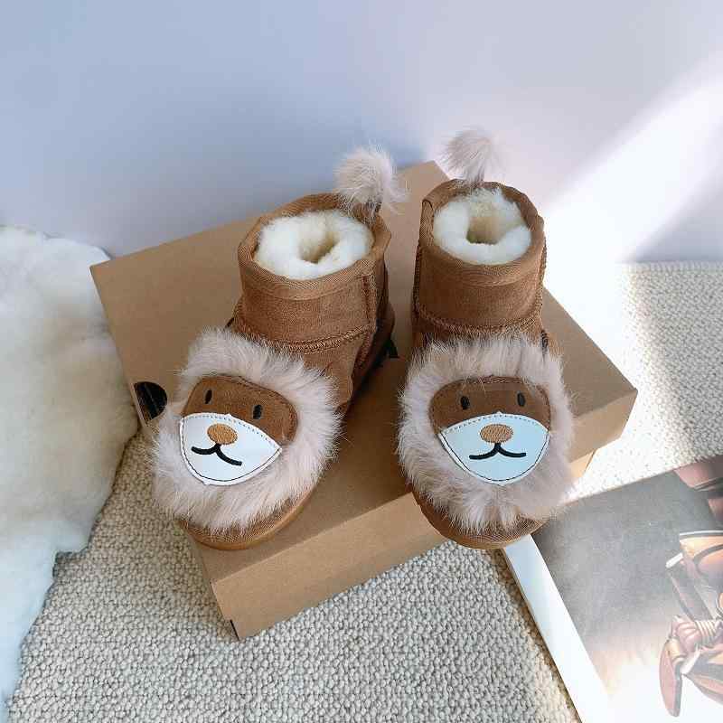 ブーツ キッズ 雪用 羊皮 ベビー 童鞋 小獅子風 かわいい 男女兼用 防寒 暖か 中筒 ショートブーツ 1歳..